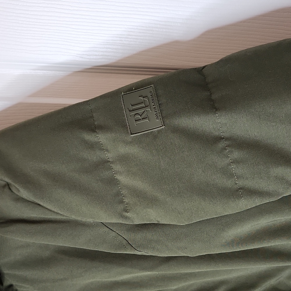Lauren Ralph Lauren down puffer jacket army green midlength Small - Picture 2 of 12